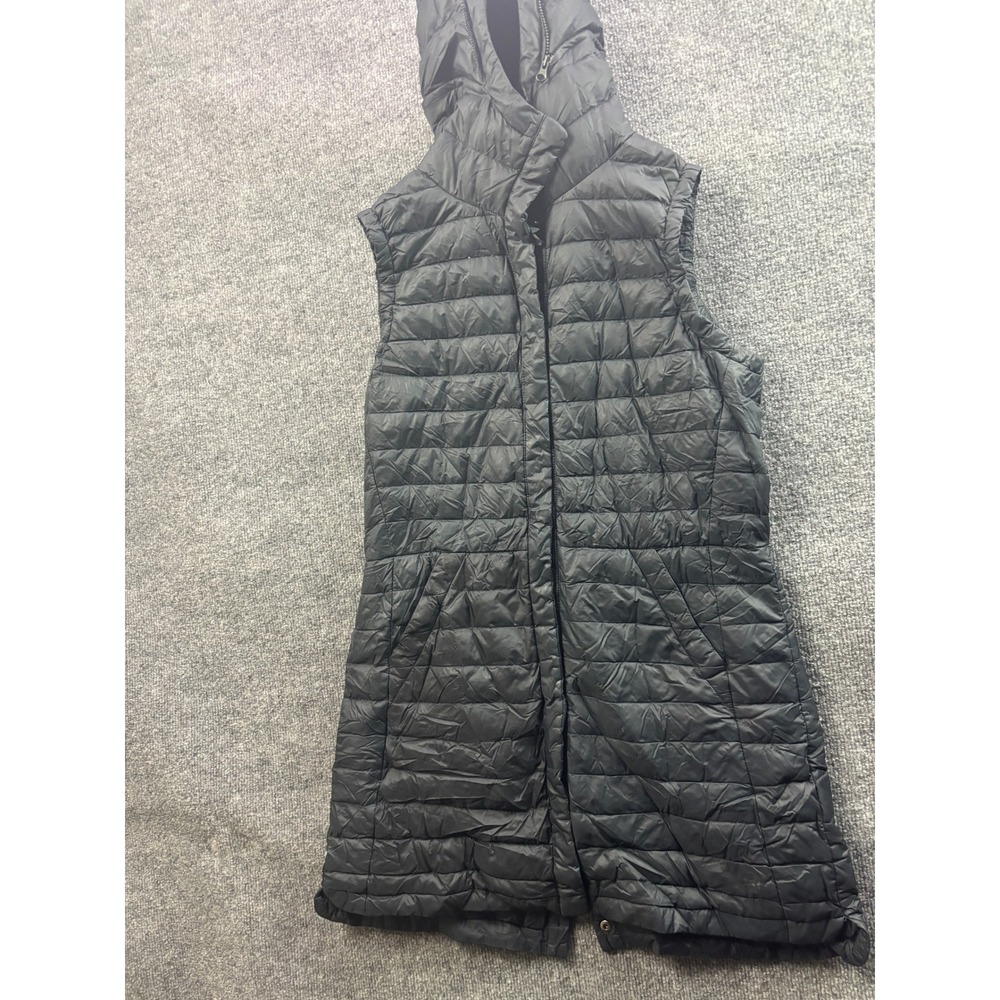 Mountain Hardwear Puffer Vest Women Large Black Q.Shield 650 Down Hooded Long